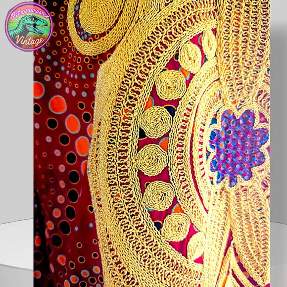 Vintage 1960’s / 1970’s Bohemian Goddess Polka Dot Dashiki Caftan Maxi Dress - Picture 3 of 8